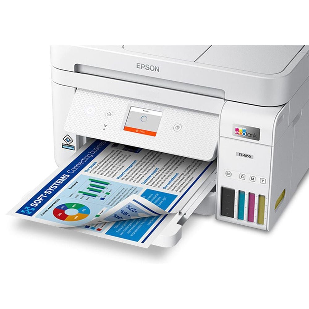 Epson EcoTank ET-4850 Wireless Color All-in-One Cartridge-Free Supertank Printer with Scanner, Copier, Fax, ADF and Ethernet, , large