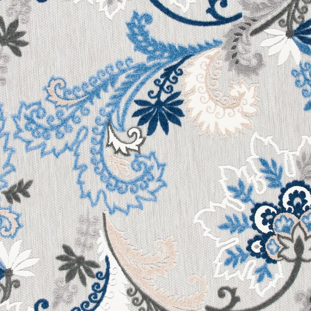 Safavieh Cabana CBN305F 6&#39;7&quot; Round Grey and Blue Indoor/Outdoor Area Performance Rug, , large