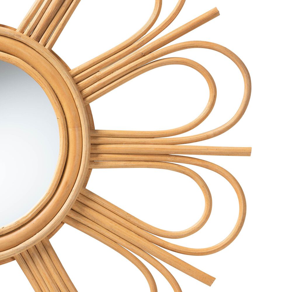bali &amp; pari Sakura Rattan Accent Wall Mirror in Natural Brown, , large