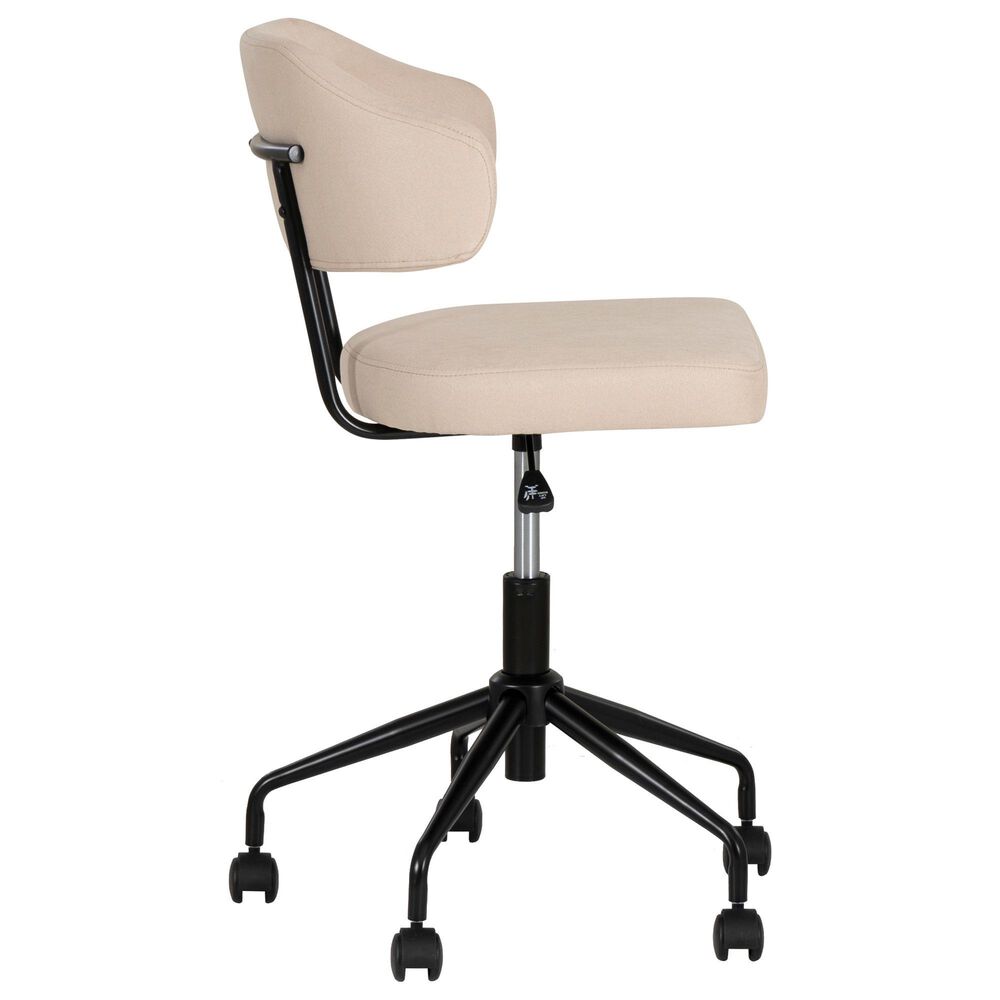 Linon Home Decor Tristan Swivel Office Chair with Beige Cushion in Black, , large