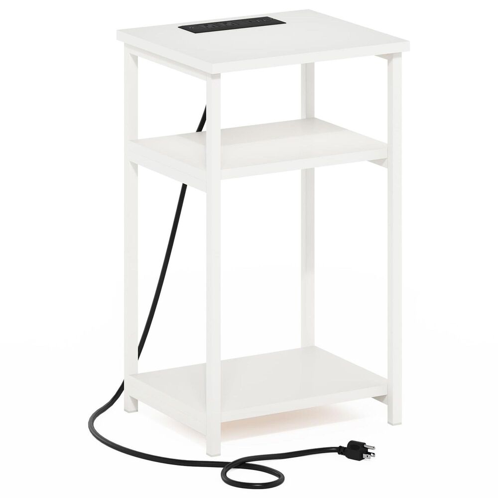 HOMLUX 22.7" 3-Tier End Table in White, , large