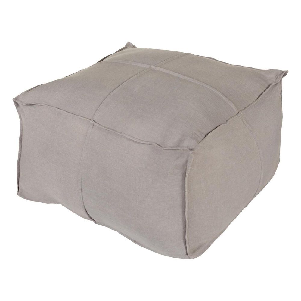 Surya Inc Solid Linen Cube Pouf in Slate, , large