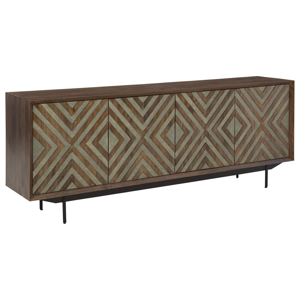 Ashley Dreggan Accent Cabinet in Warm Walnut, Grayish Gold and Black, , large