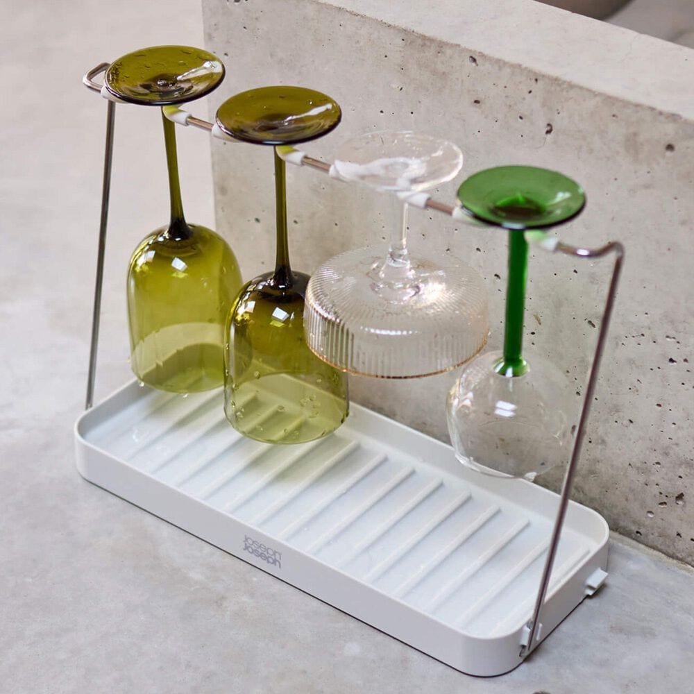 Joseph Joseph DrySmart Folding Wine Glass Drying Rack in Stone, , large
