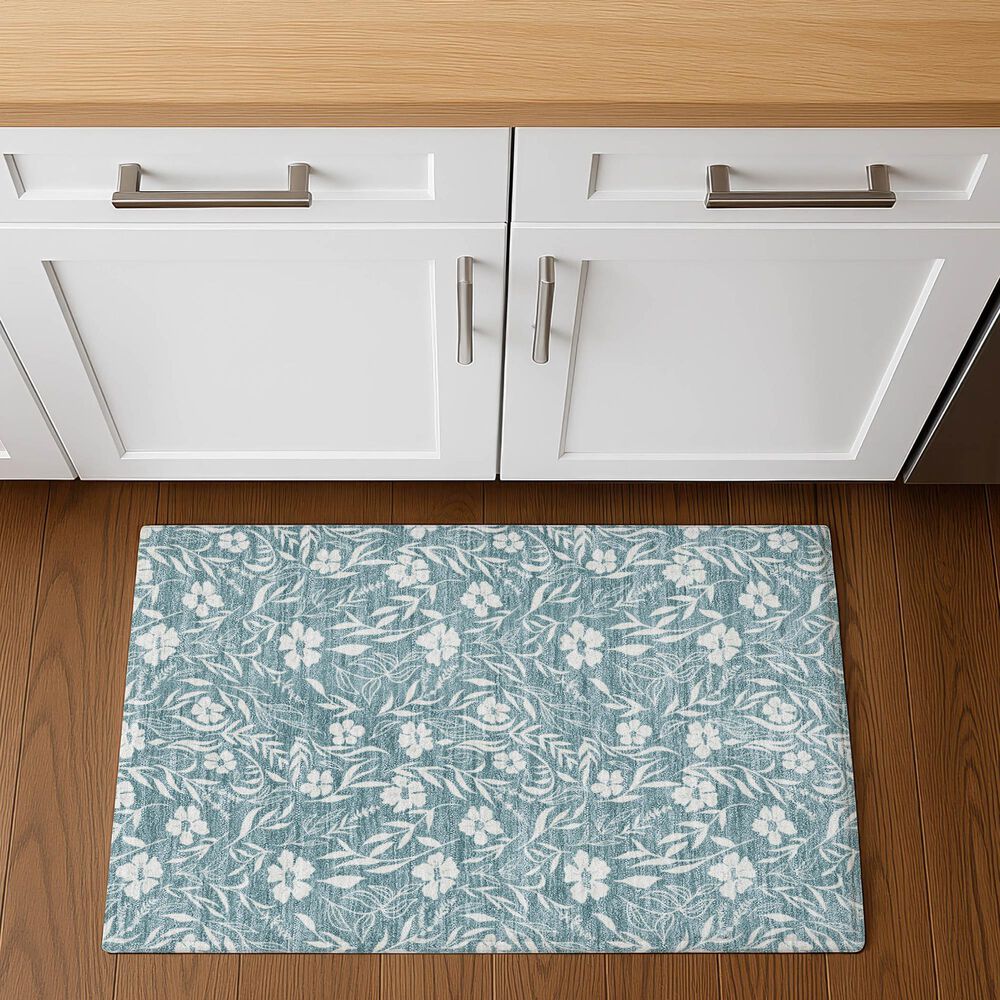 Dalyn Rug Company Soft Essentials Floral Teal 1'8" x 2'6" Indoor/Outdoor Area Rug, , large