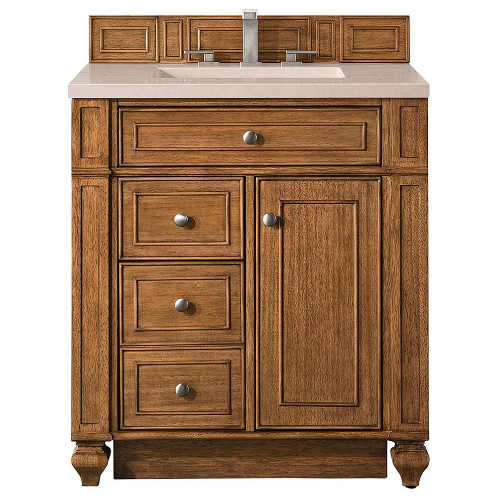 James Martin Vanities Bristol 30" Single Bathroom Vanity in Saddle Brown with 3 cm Eternal Marfil Quartz Top and Rectangular Sink, , large