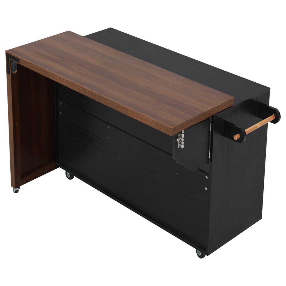 HOMLUX 102" Kitchen Island with Extendable Dining Table in Black, , large