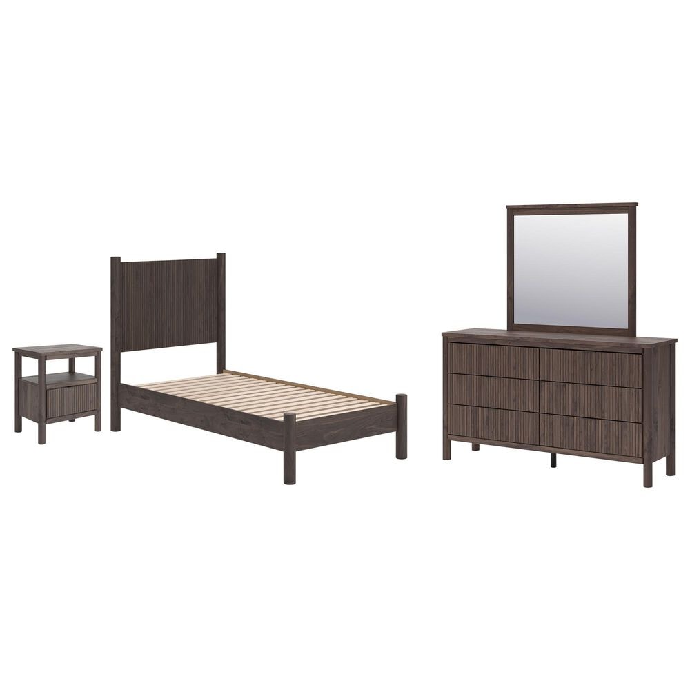 Ashley Pamytta 4-Piece Twin Panel Platform Bedroom Set in Rich Brown, , large