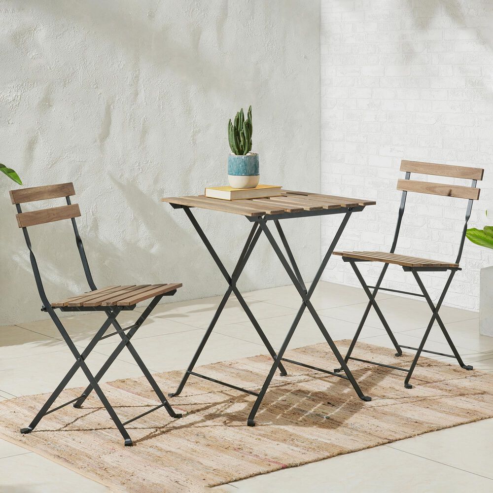 Timberlake 3-Piece Patio Folding Bistro Set in Brown and Black, , large