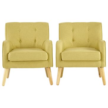 Noble House Felicity Arm Chair in Verdure Yellow (Set of 2), , large