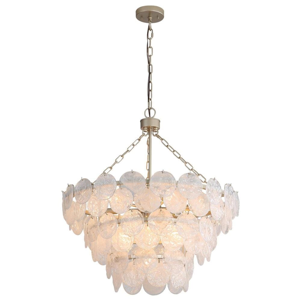 Golden Lighting Cascada 3-Tier 11-Light Pendant with Cirrus Cloud Glass Shade in Aegean Silver, , large