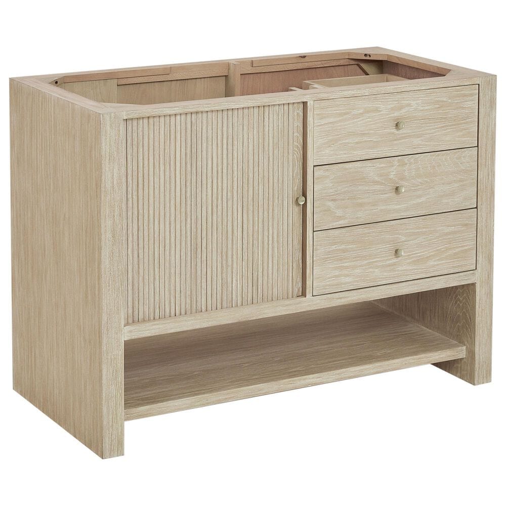 James Martin Vanities Marigot 48" Single Bathroom Vanity in Sunwashed Oak with 3 cm Ethereal Noctis Quartz Top, Rectangular Sink and FreePower Wireless Charger, , large