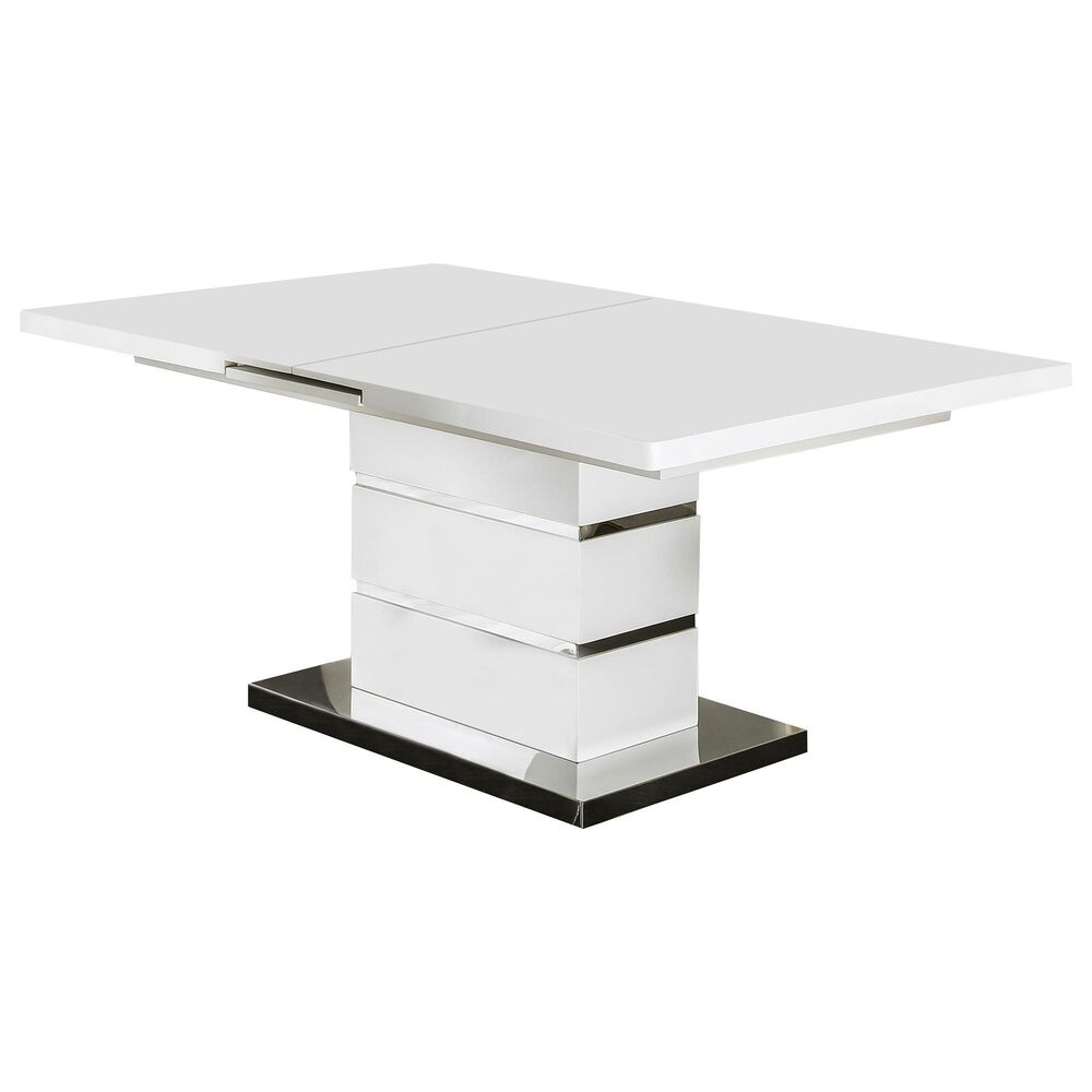Furniture of America Carrasco Dining Table in White and Chrome, , large