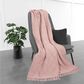Trade Linker 50" x 70" Chenille Polyester Fringed Basket Throw in Blush, , large
