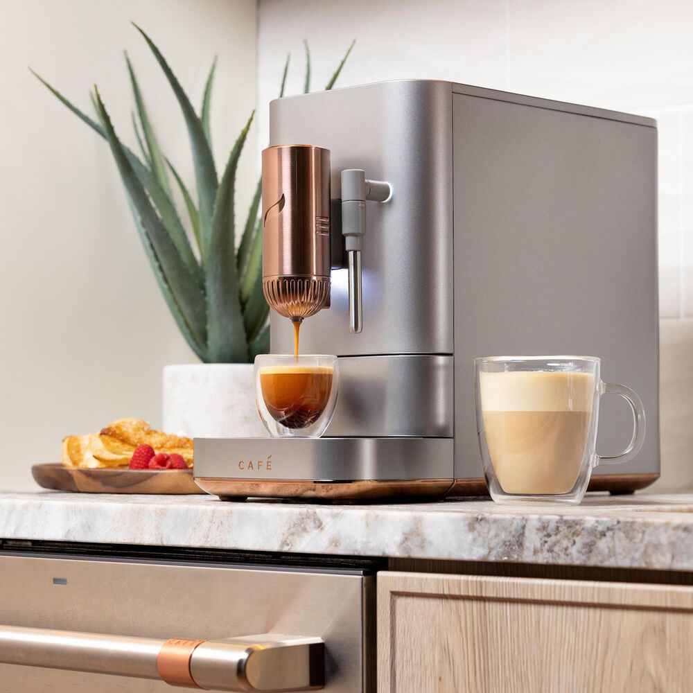 Cafe 40.5 Oz Affetto Espresso Machine + Frother in Stainless Steel, , large