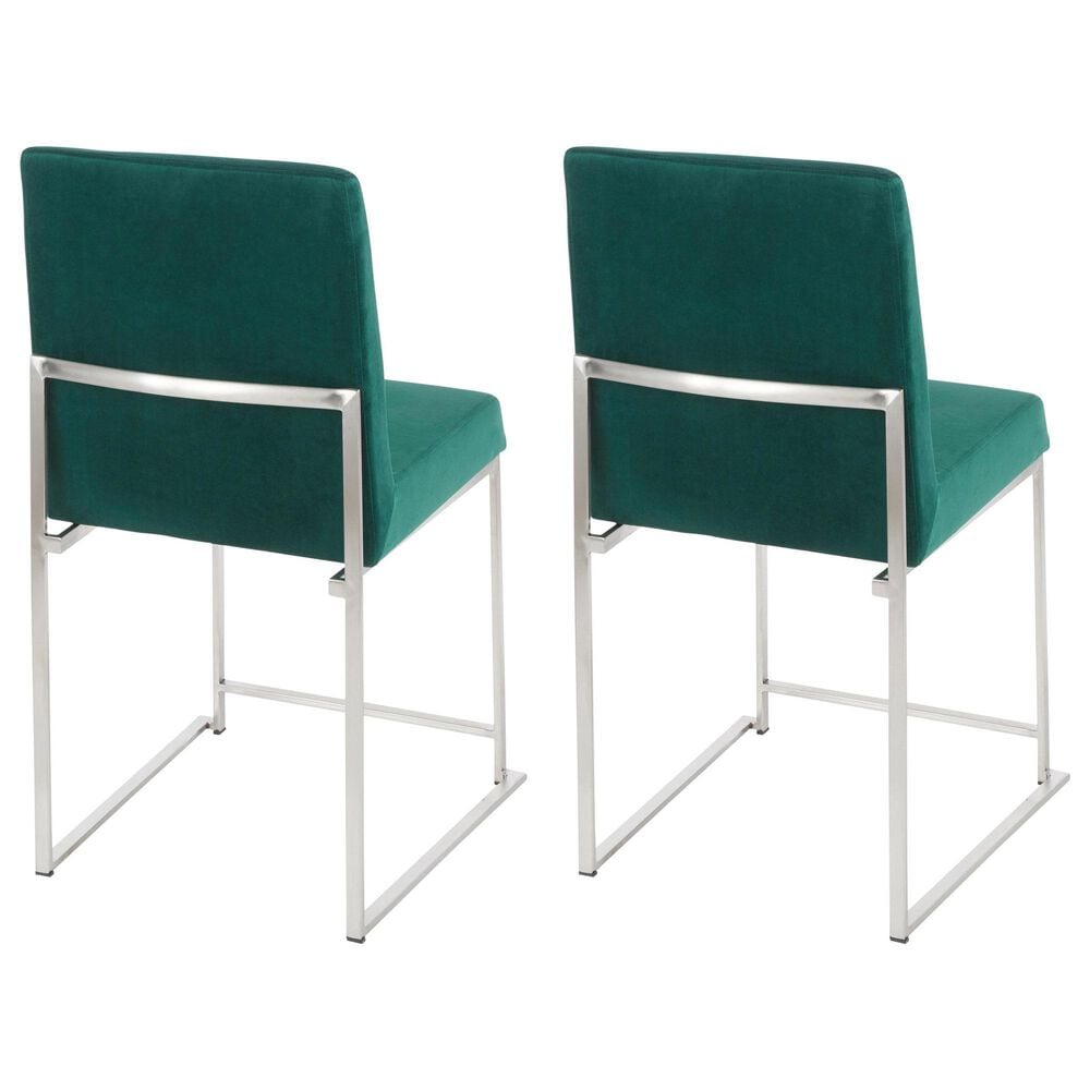 Lumisource Fuji Side Chair with Green Cushion in Brushed Stainless Steel &#40;Set of 2&#41;, , large