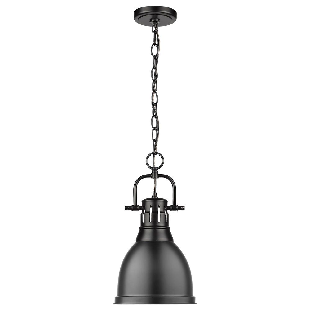 Golden Lighting Duncan Small Pendant in Matte Black with Chain in Matte Black, , large