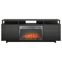 Ameriwood Furniture Paisley 65in TV Stand with Electric Fireplace in Black Oak