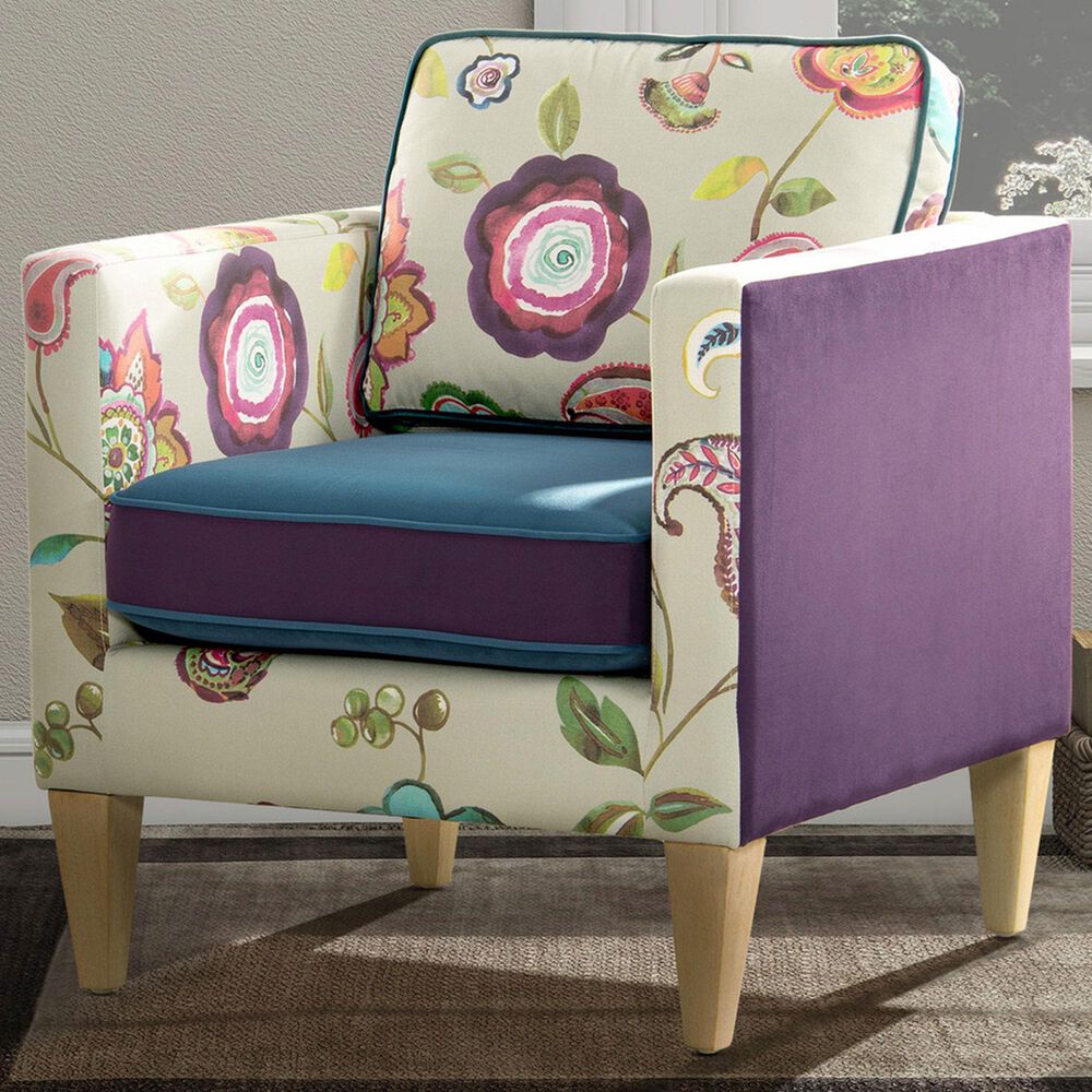 Jennifer Taylor Home Mamba Accent Chair in Satin Teal, Purple and Multicolor, , large