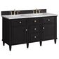 James Martin Vanities Lorelai 60" Double Vanity in Black Onyx with 3 cm Carrara White Marble Top, , large
