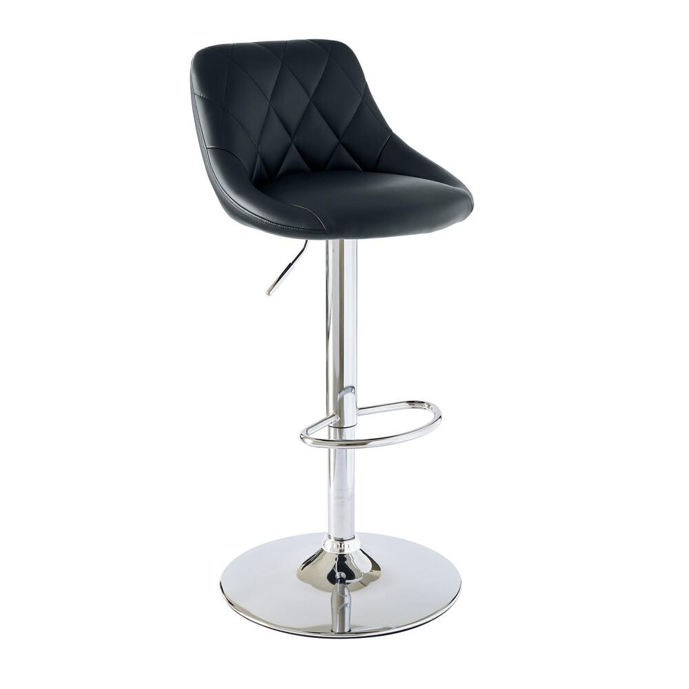 Mayberry Hill Melissa Adjustable Swivel Bar Stool with Black Cushion in Chrome, , large