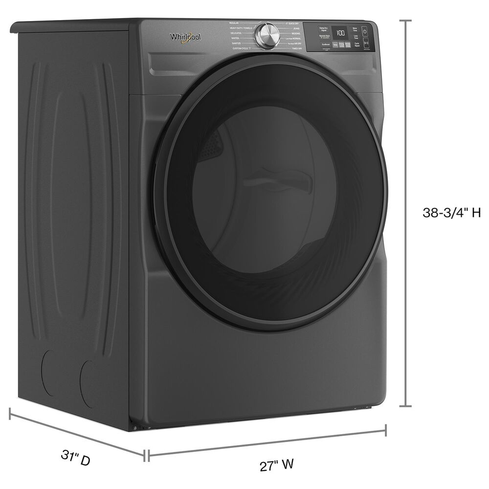 Whirlpool 4.5 Cu. Ft. Smart Front Load Washer and 7.4 Cu. Ft. Smart Gas Dryer Laundry Pair in Volcano Black, , large