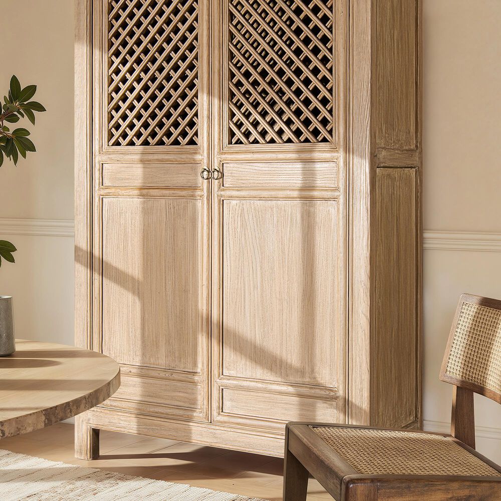 Jennifer Taylor Home Arden 83" 2-Door Tall Bookcase Storage Cabinet in Heritage Light Natural Brown, , large