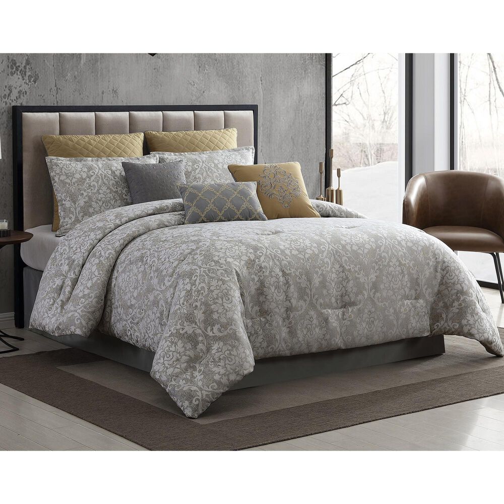 Hallmart Collectibles Lisbon 10-Piece King Comforter Set in Gray, , large