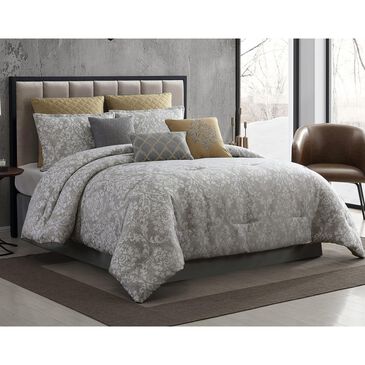 Hallmart Collectibles Lisbon 10-Piece King Comforter Set in Gray, , large