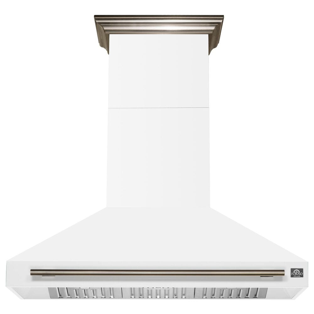 Forno Aria 48" Wall Mount Range Hood in White and Antique Brass, , large