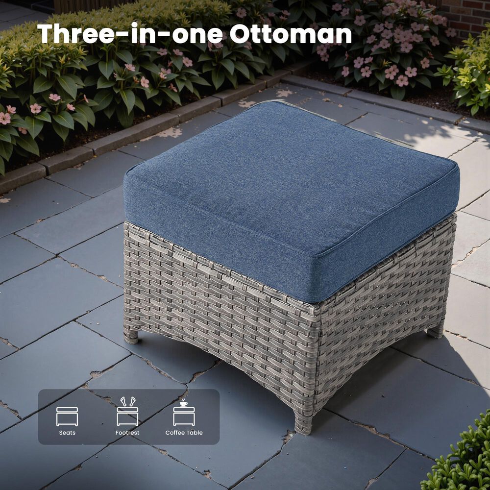 HOMLUX 7-Piece Gray Wicker Patio Sofa Set in Denim Blue, , large