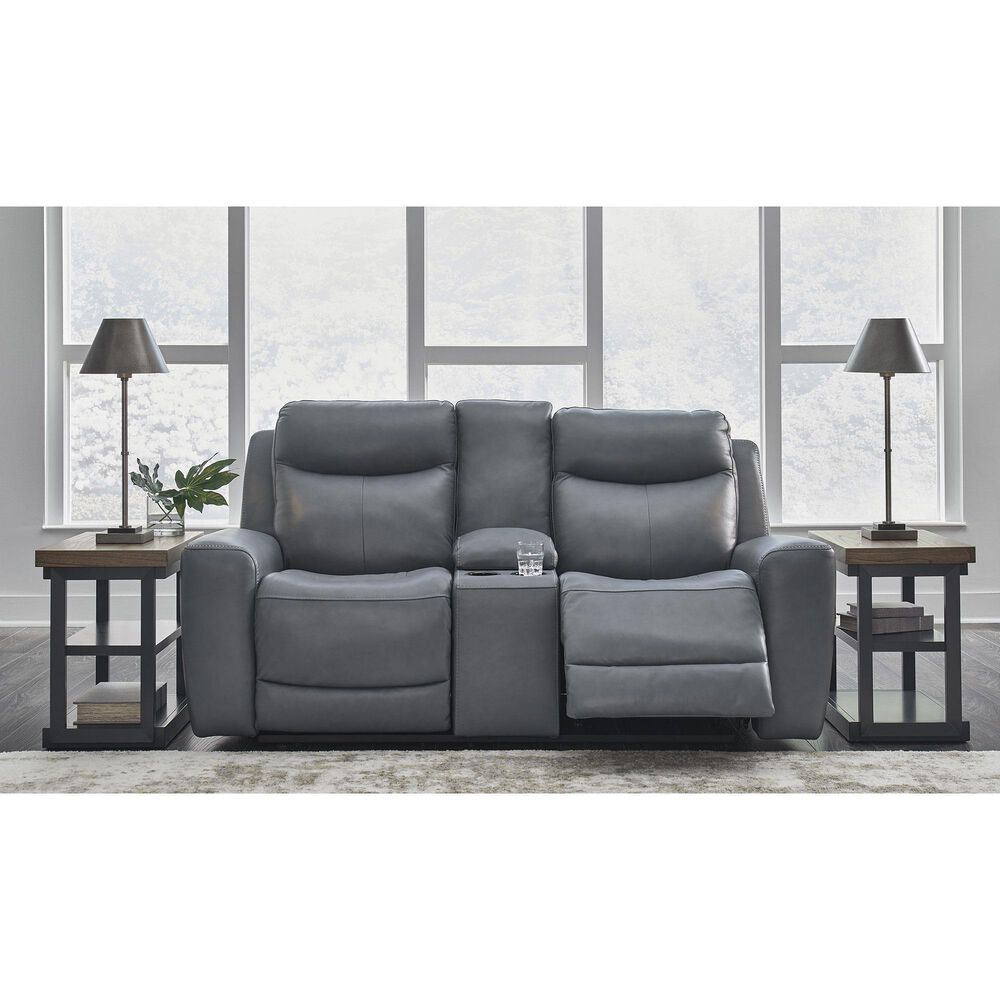 Ashley Mindanao Power Reclining Loveseat in Steel, , large