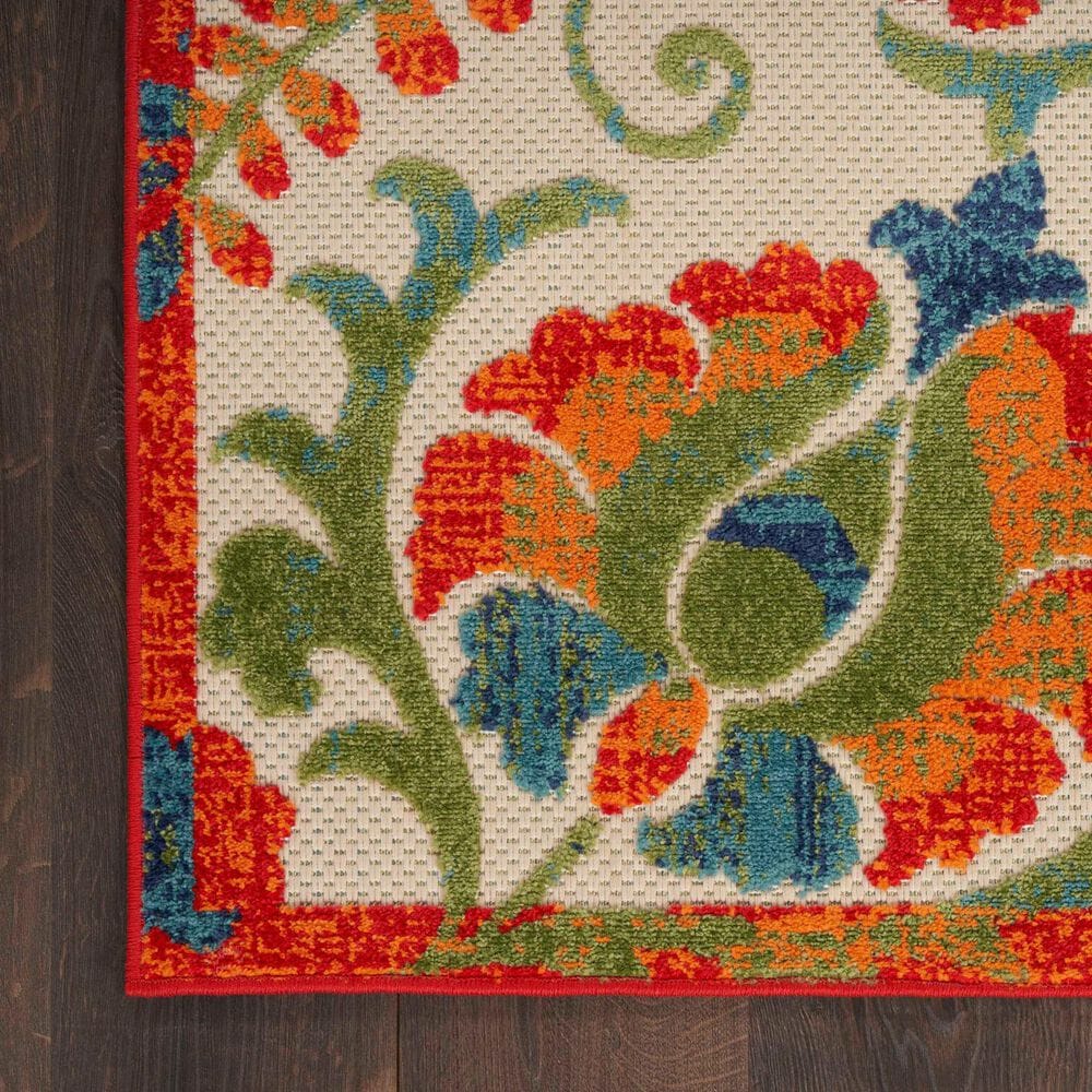 Nourison Aloha 5&#39;3&quot; x 7&#39;5&quot; Red and Multicolor Indoor/Outdoor Area Rug, , large