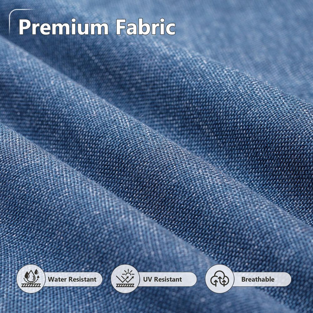 HOMLUX 7-Piece Patio Conversation Set with Grey Wicker in Denim Blue, , large