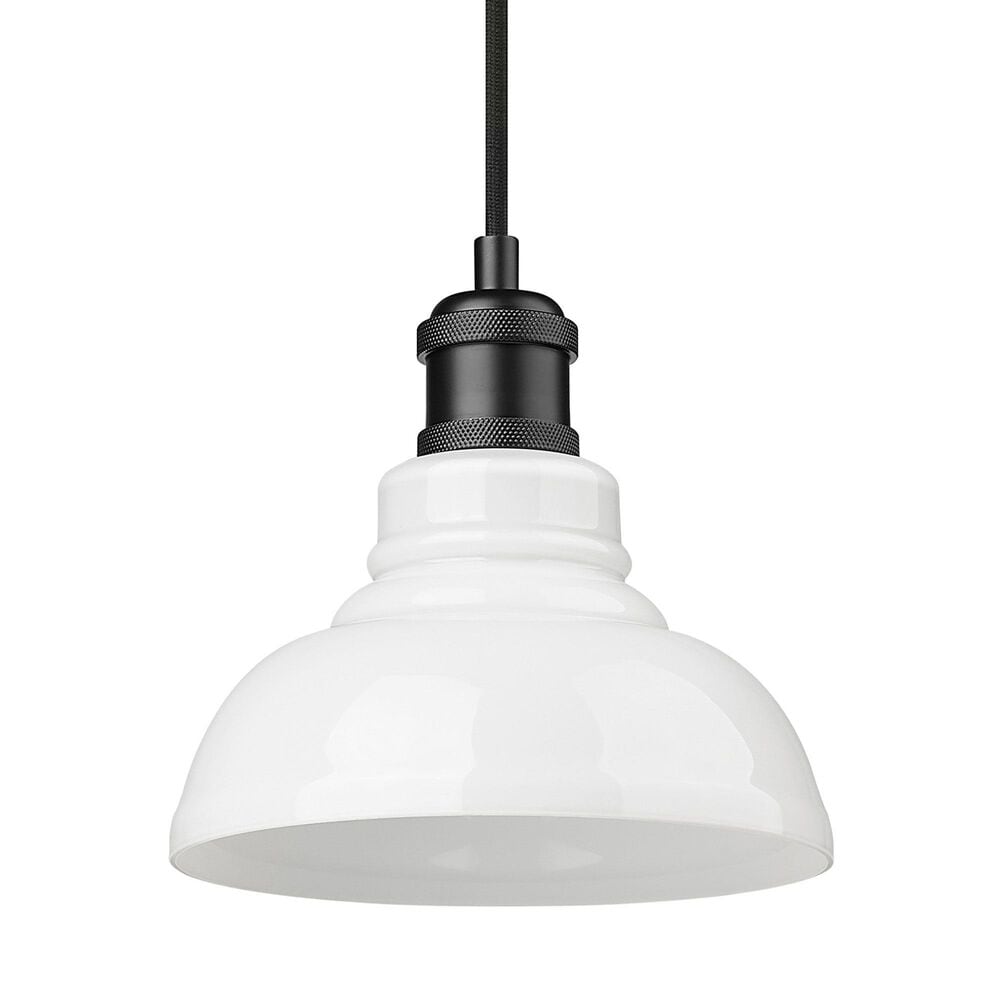 Golden Lighting Carver 1-Light Pendant with Vintage Milk Shade in Matte Black, , large