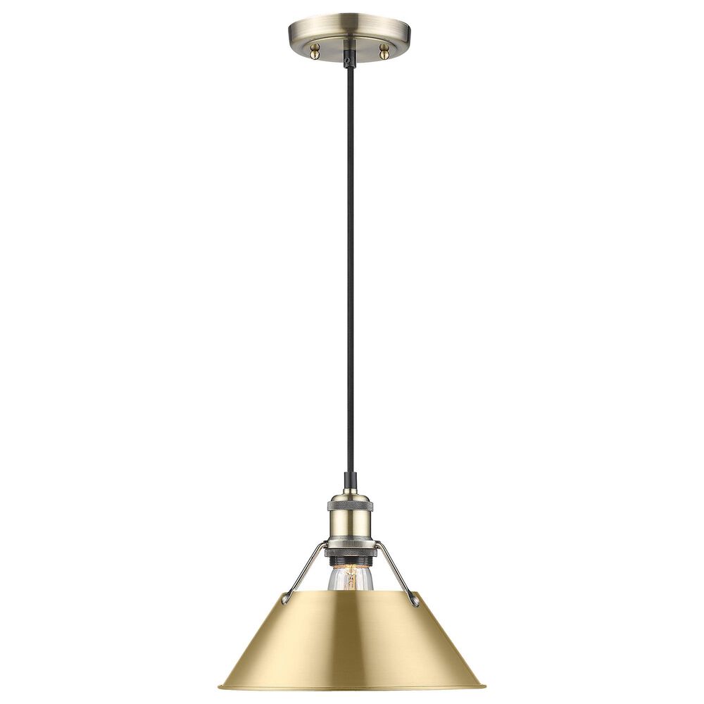 Golden Lighting Orwell 1-Light Medium Pendant with Brushed Champagne Bronze Shade in Aged Brass, , large