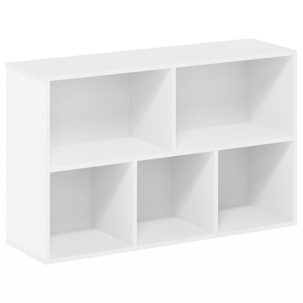 HOMLUX 5-Cube Reversible Storage Bookshelf in White, , large