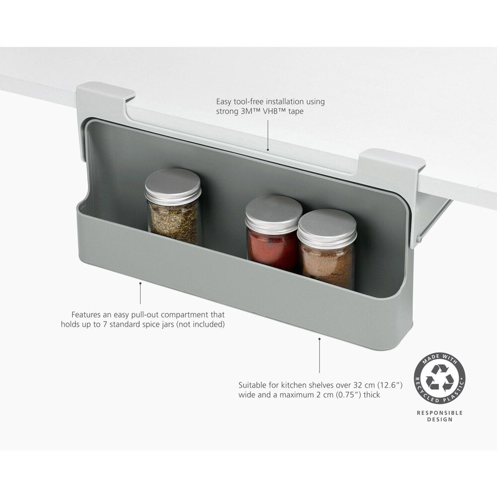 Joseph Joseph CupboardStore Under-Shelf Spice Rack in Grey and Stone, , large