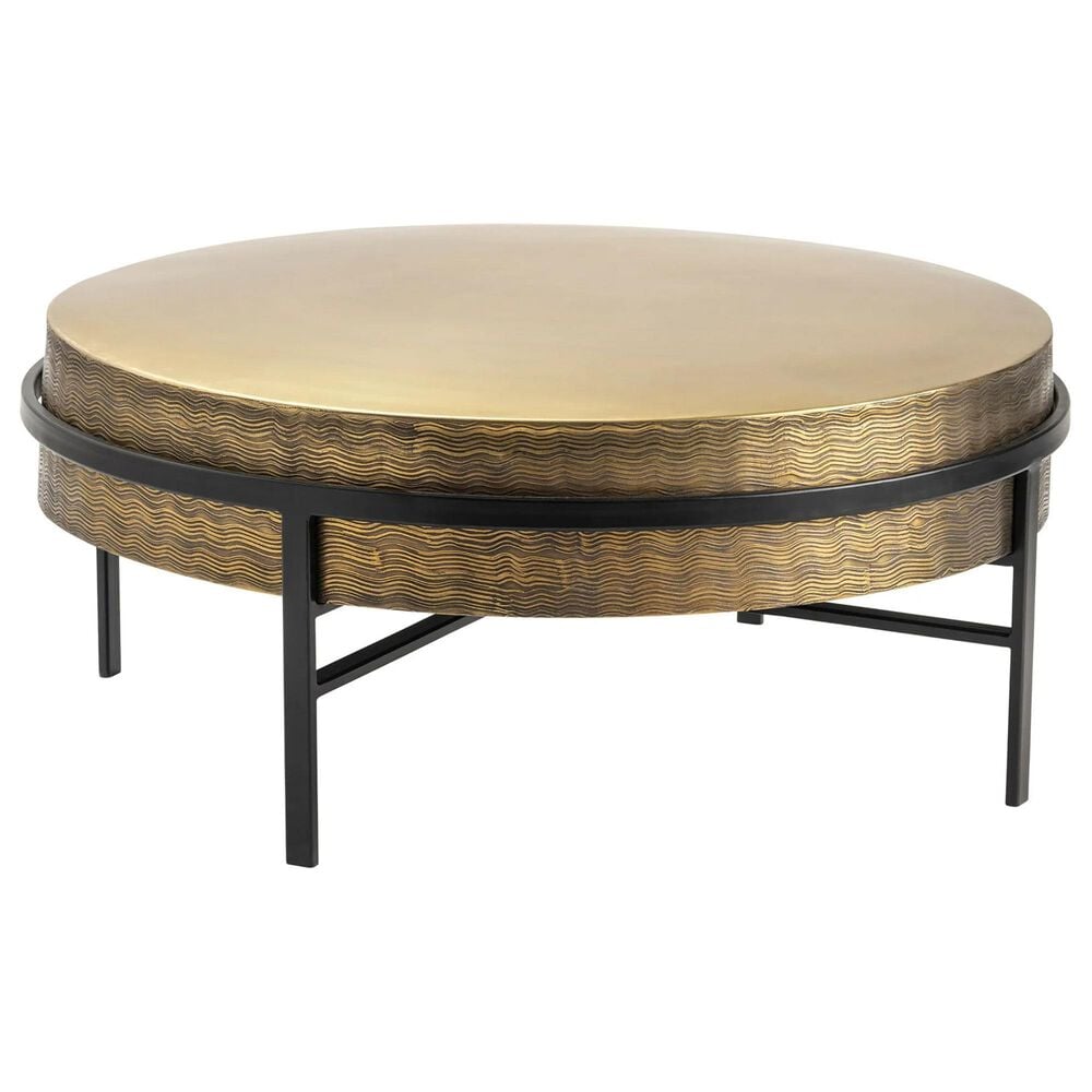 Crestview Collection Hudson Cocktail Table in Antique Brass and Black, , large