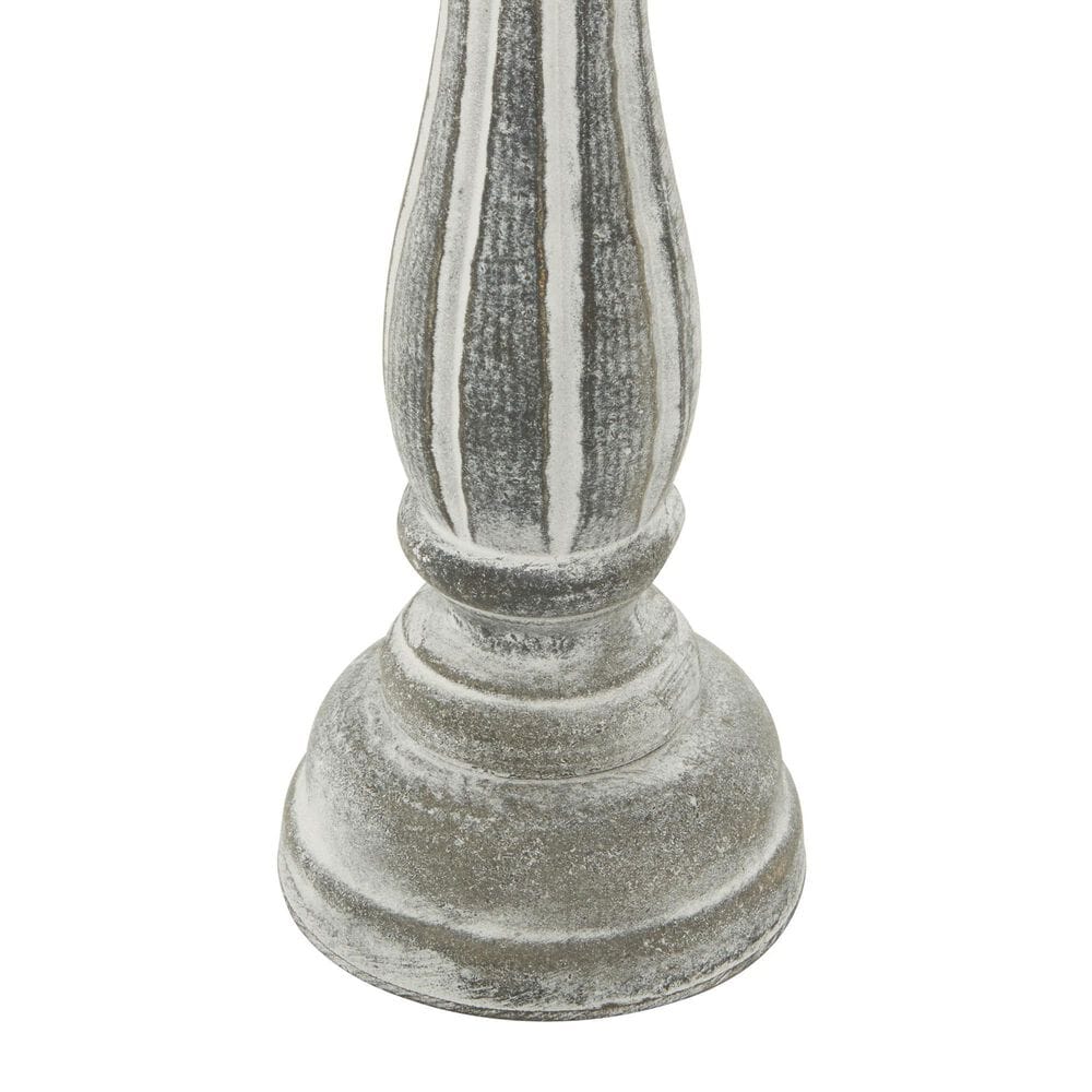 Maple and Jade Turned Pillar Decorative Candle Holder in Washed Gray and Black &#40;Set of 3&#41;, , large