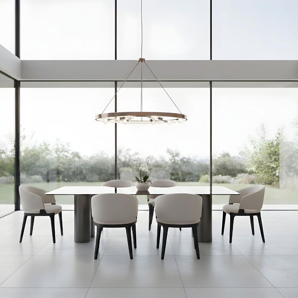 Casabianca Home Luca Dining Table - Smoked Base/Wave Glass, , large