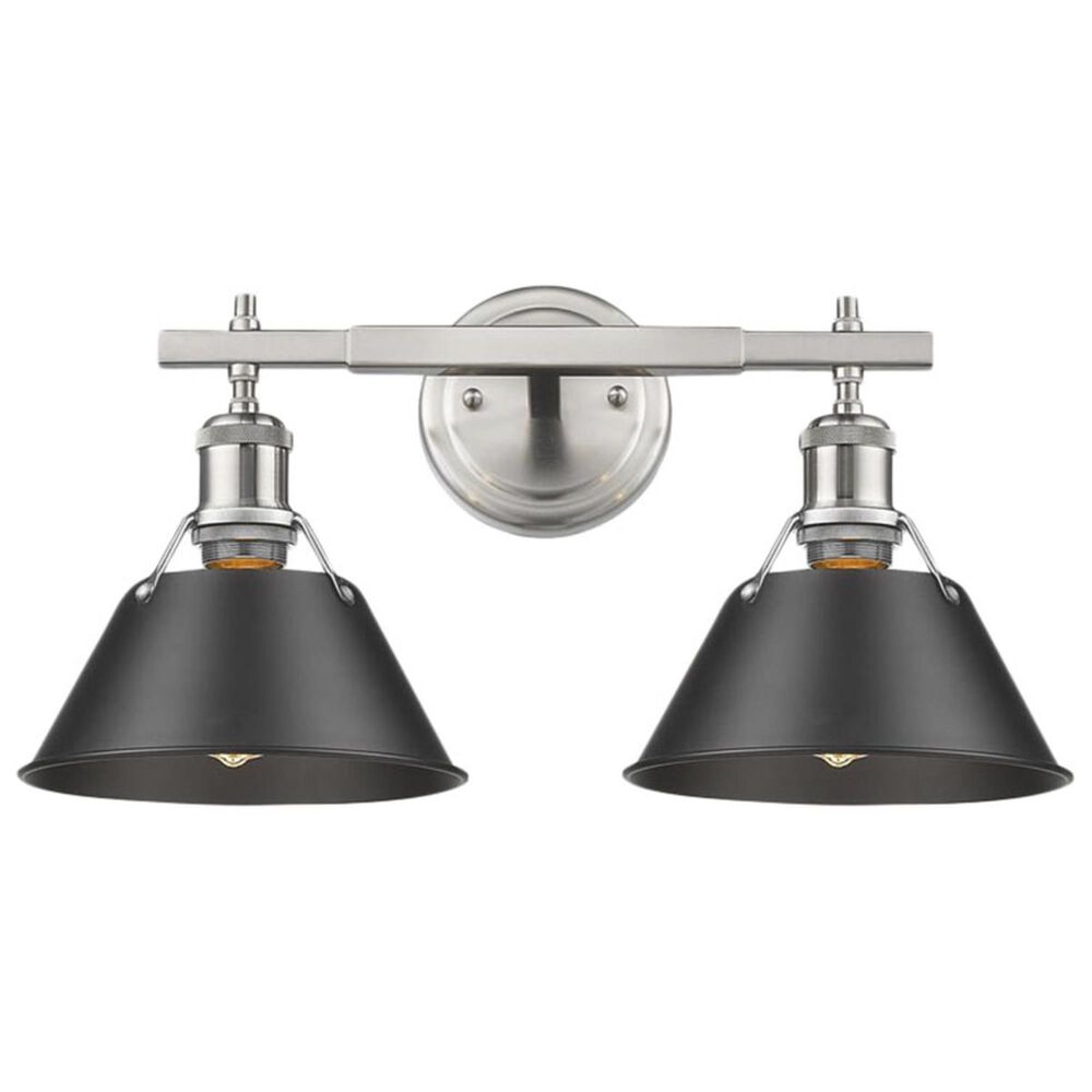 Golden Lighting Orwell PW 2-Light Bath Vanity in Pewter with Black Shade, , large