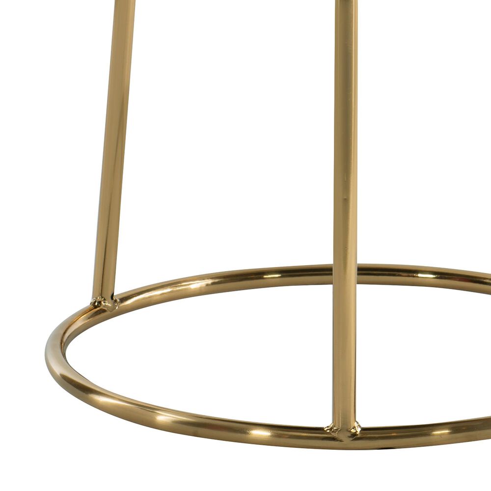 Linon Home Decor Seraphina Vanity Stool with White Cushion in Gold, , large