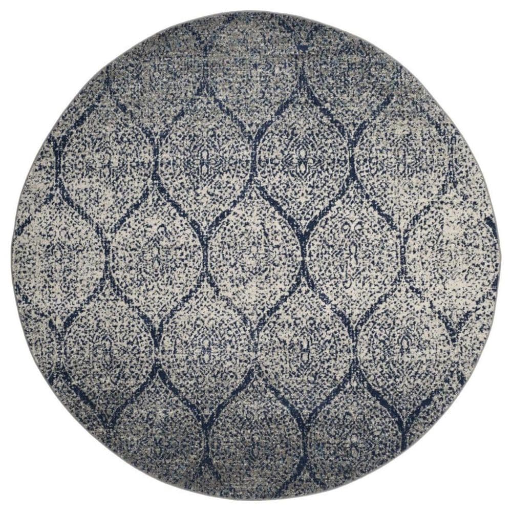 Safavieh Madison MAD604G 9&#39; Round Navy and Silver Area Rug, , large