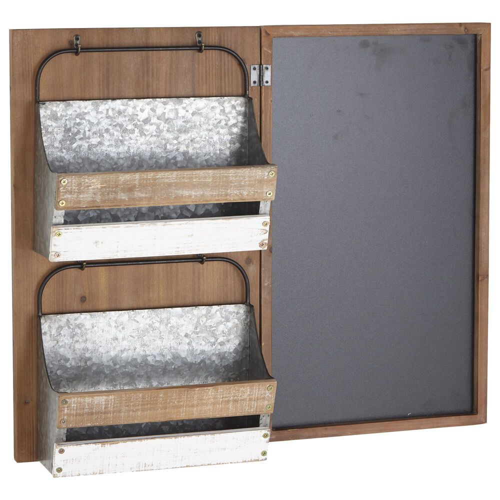 Maple and Jade 23" Magazine Rack Holder in Brown, White and Grey, , large