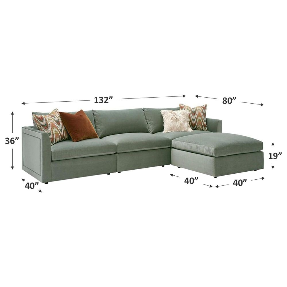 Massoud Furniture Zoe 4-Piece L-Shape Sectional with Ottoman in Soco Sage, , large
