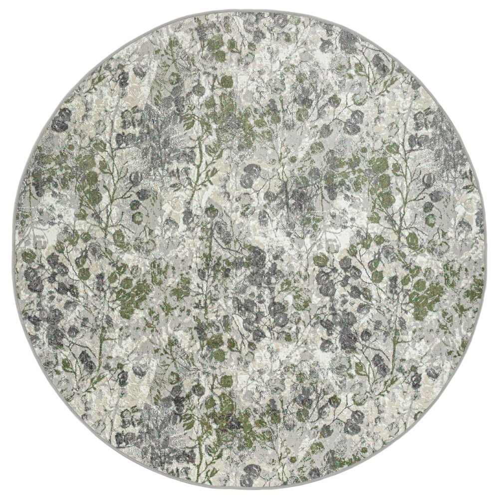 Radici USA Livigno Floral 7"10" Round Green Area Rug, , large