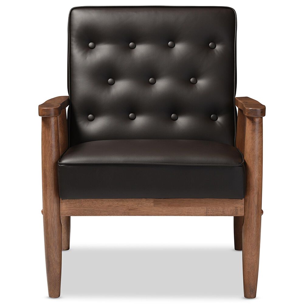 Baxton Studio Sorrento Lounge Chair in Dark Brown, , large