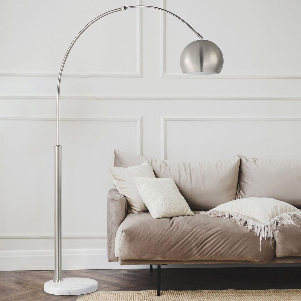 Renwil Aglow Floor Lamp in Plated Brushed Nickel and White, , large