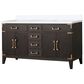 Lexora Home Laurel 60" Double Bathroom Vanity in Brown Oak with White Quartz Top and Rectangular Sinks, , large